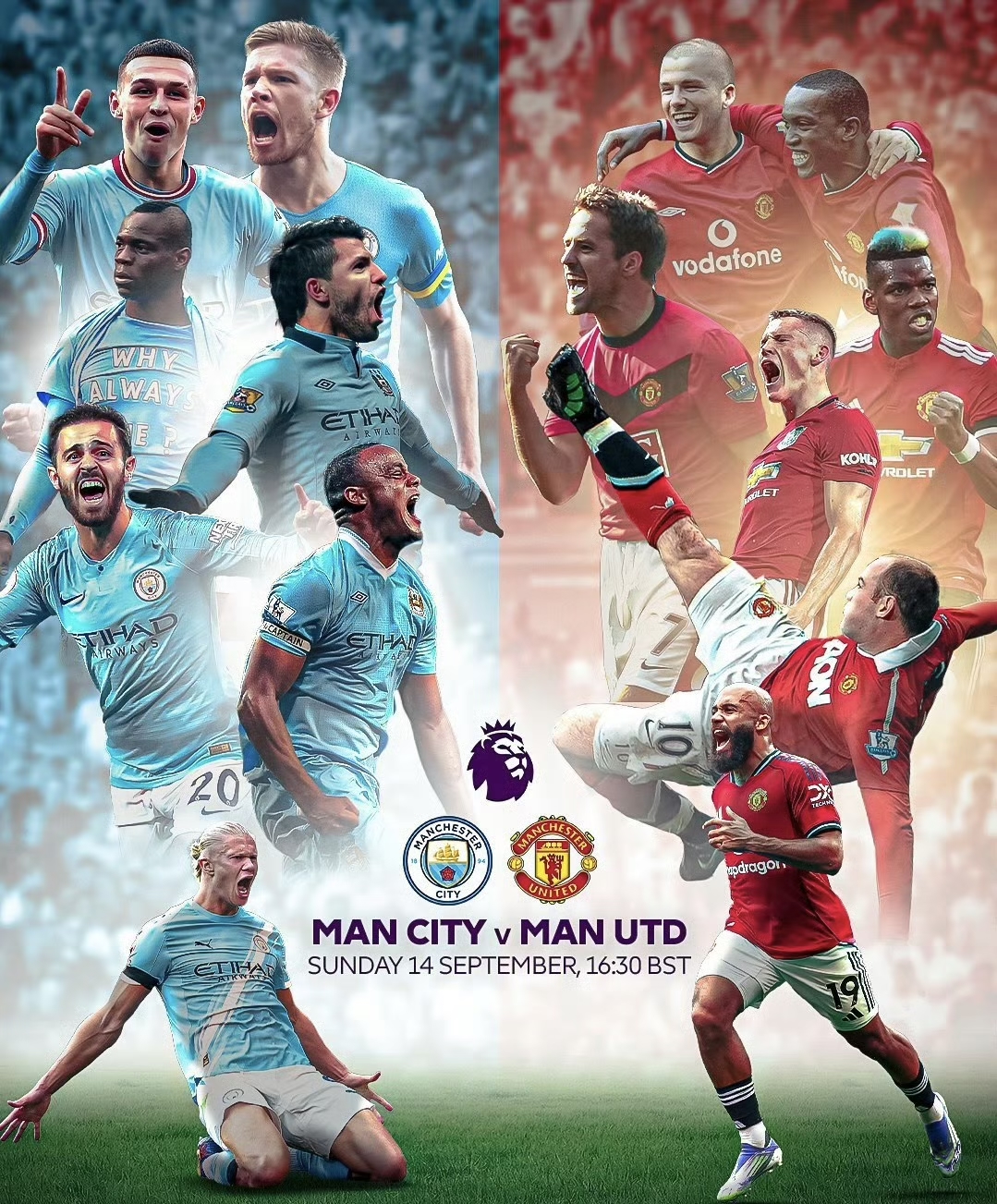 曼城鏖战曼联，哈兰德惊艳四座